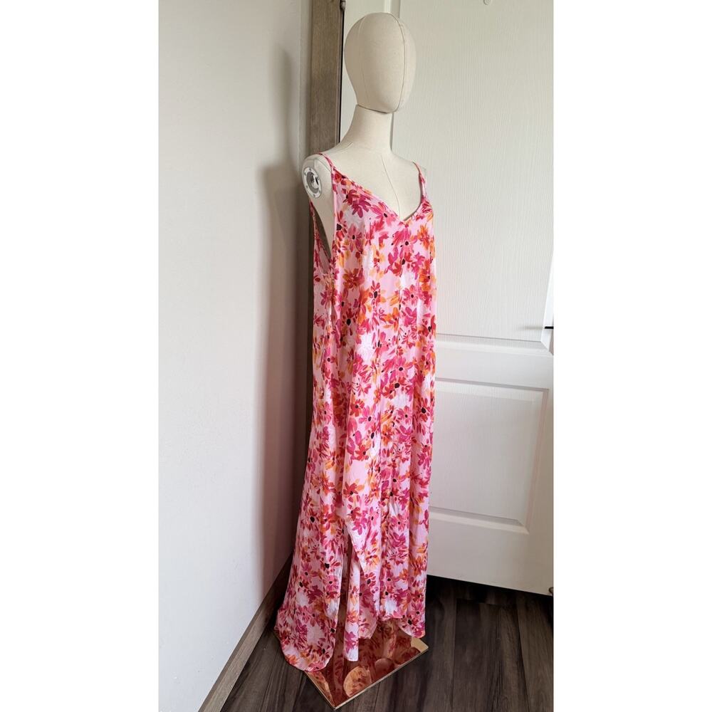 Van Winkle Pink Orange Tropical Maxi Dress Beach Coastal Boho Pockets Womens 1X - Picture 7 of 14